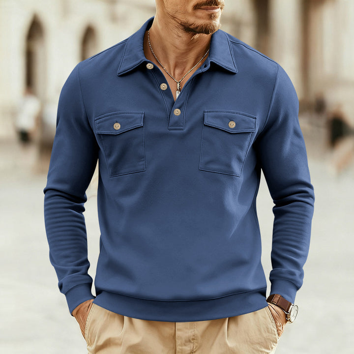 Men's polo shirt with two practical chest pockets and modern cut Lisslune