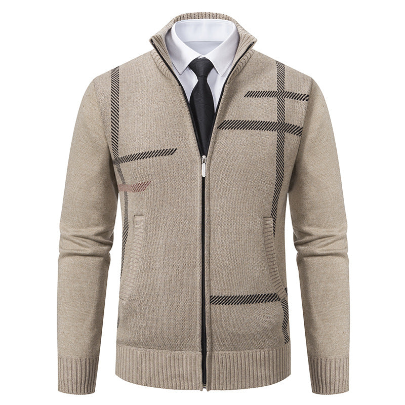 Men's cardigan with graphic patterns and high collar Lisslune
