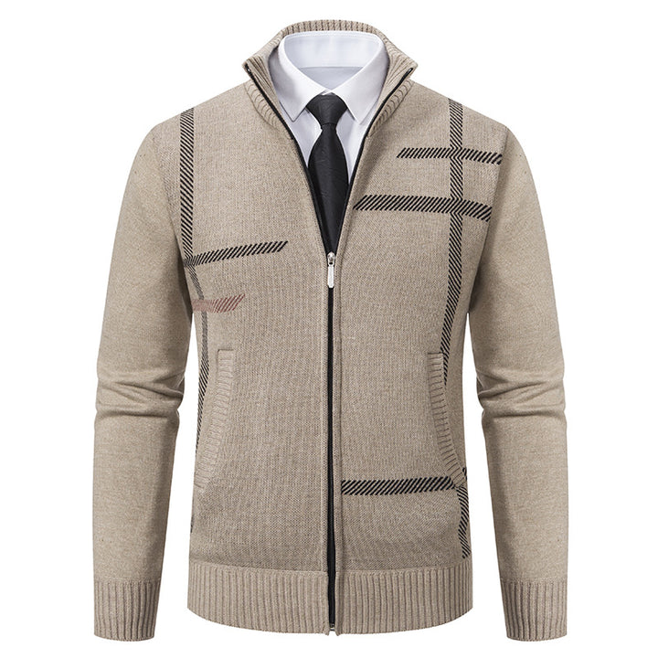 Men's cardigan with graphic patterns and high collar Lisslune