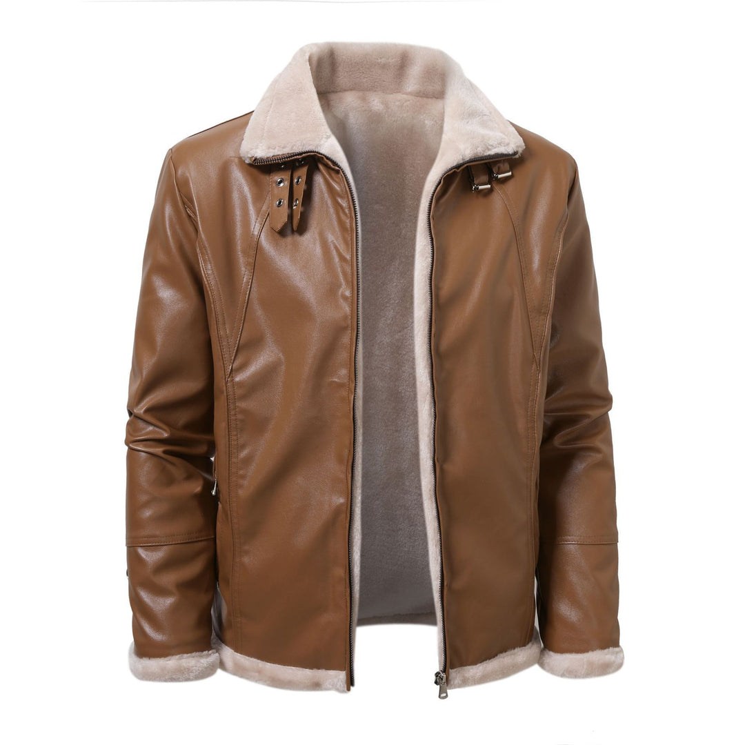 Men's stylish synthetic leather jacket with warm interior lining Lisslune