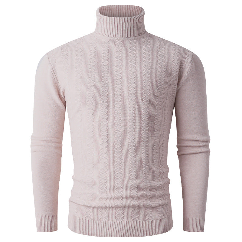 Men's turtleneck sweater with textured pattern and high collar Lisslune