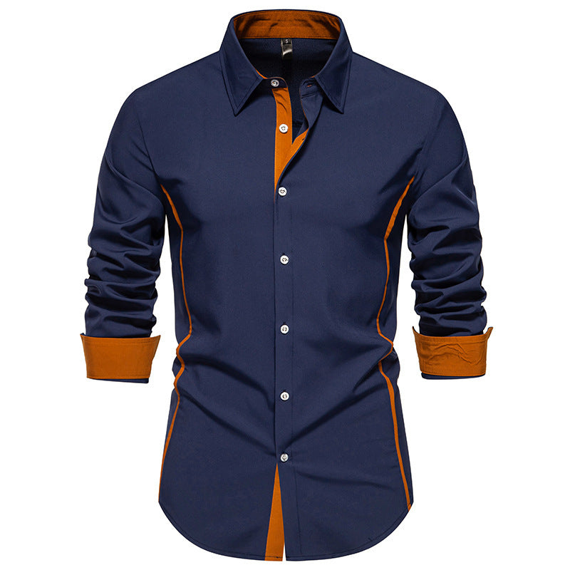 Men's fashionable long-sleeve shirt with stylish contrast details Lisslune