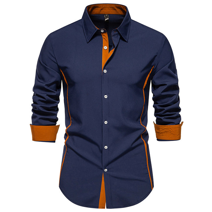 Men's fashionable long-sleeve shirt with stylish contrast details Lisslune