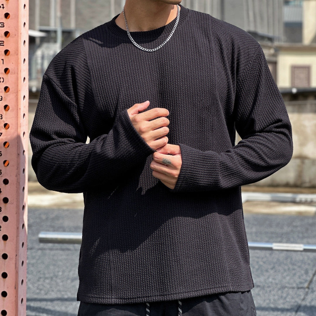 Men's casual sweatshirt made of textured fabric with practical pockets Lisslune