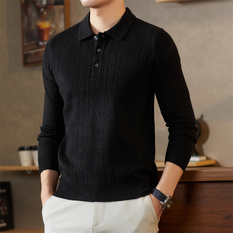 Men's Fashionable Knitted Sweater with Sophisticated Diamond Pattern Lisslune