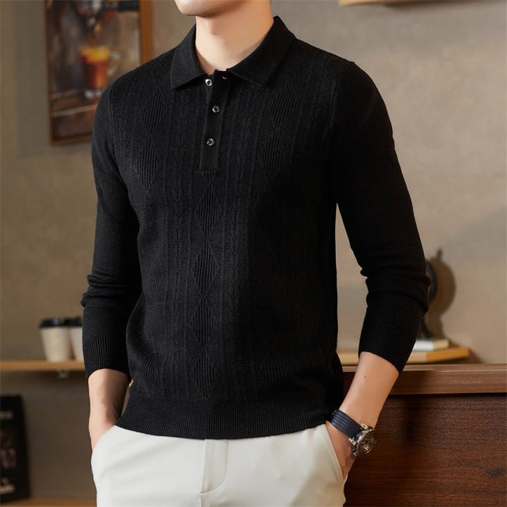 Men's Fashionable Knitted Sweater with Sophisticated Diamond Pattern Lisslune