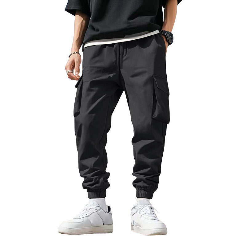 Men's cargo pants with elastic waistband and multifunctional pockets Lisslune