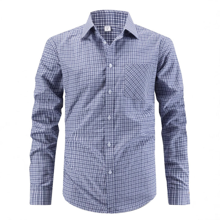 Men's stylish checkered shirt with chest pocket and elegant fit Lisslune