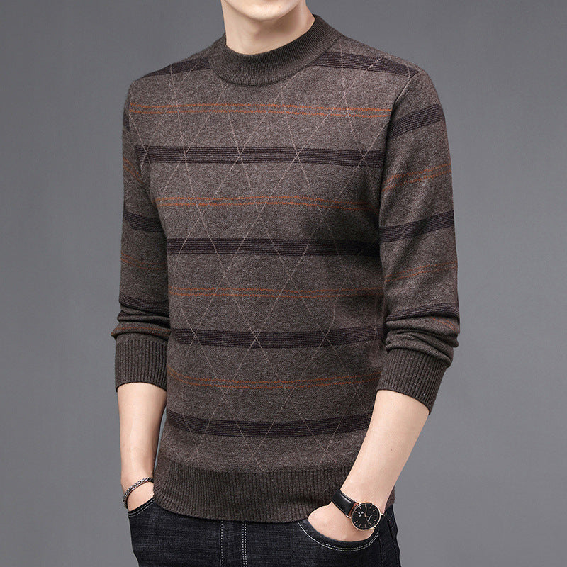 Men's Sweater Made Of High-Quality Wool with Modern Diamond Pattern Lisslune