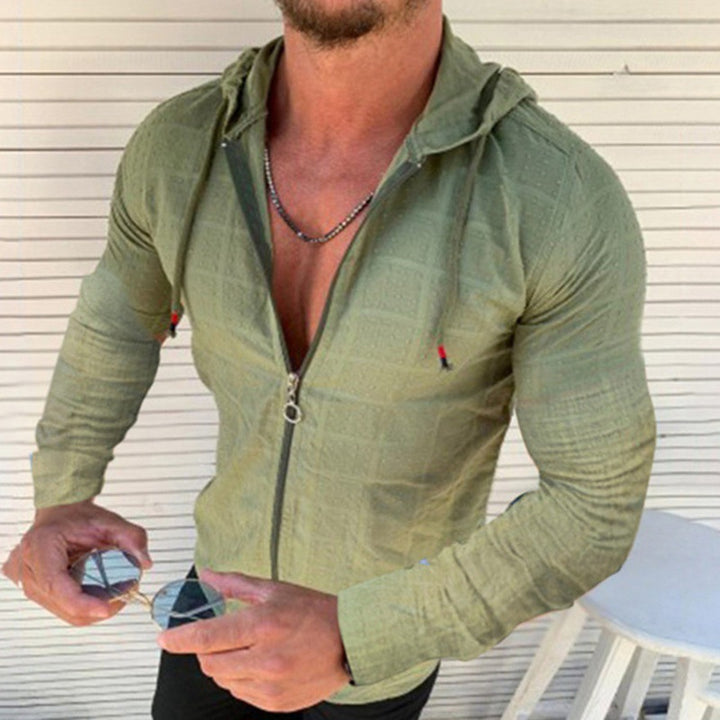Men's hooded top with innovative zipper and stylish design Lisslune
