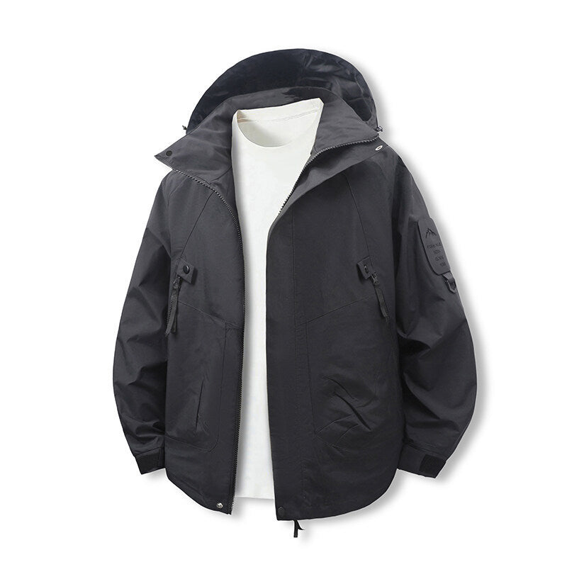 Men's functional and water-repellent outdoor jacket with adjustable hood collar Lisslune