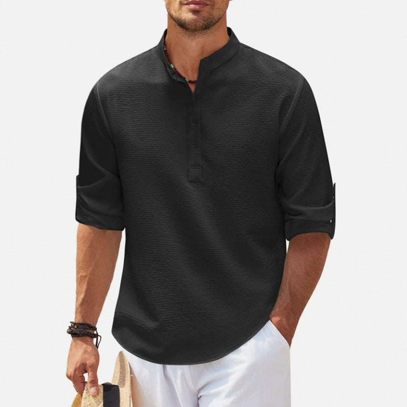 Men's casual shirt with button placket and textured design Lisslune