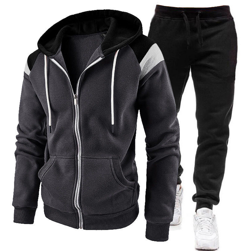 Men's Sporty Hooded Sweatshirt with Contrast Details and Comfortable Jogging Pants Lisslune