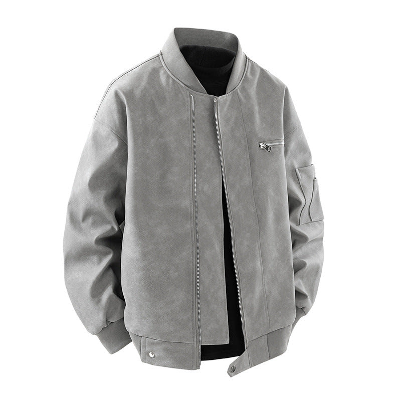 Men's elegant synthetic leather jacket with practical zip pockets Lisslune