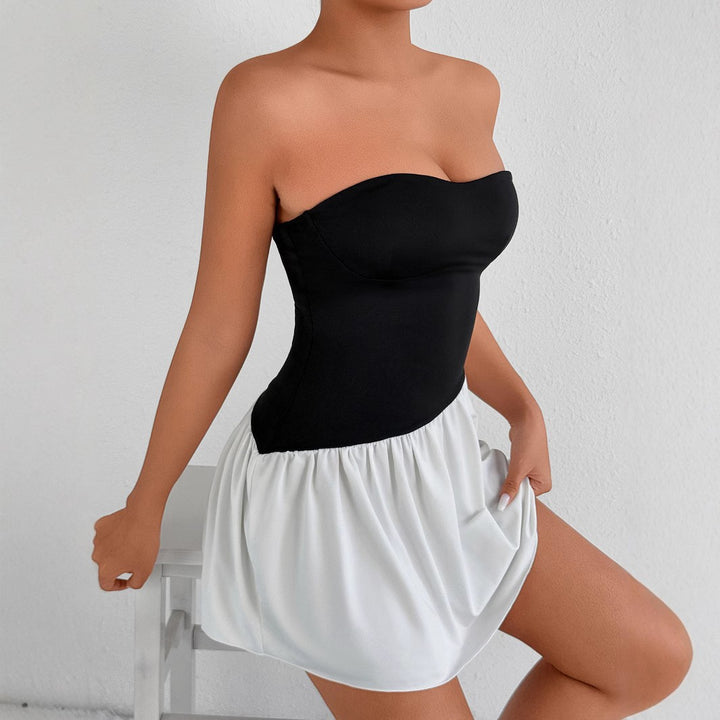 Damen Bandeau Kleid mit fließendem Rock Lisslune