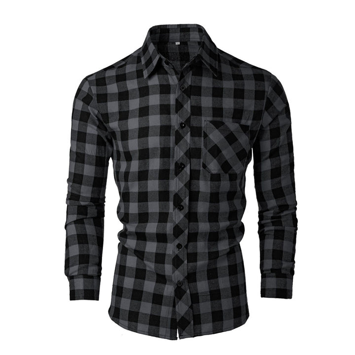 Men's flannel shirt with classic check pattern and chest pocket Lisslune