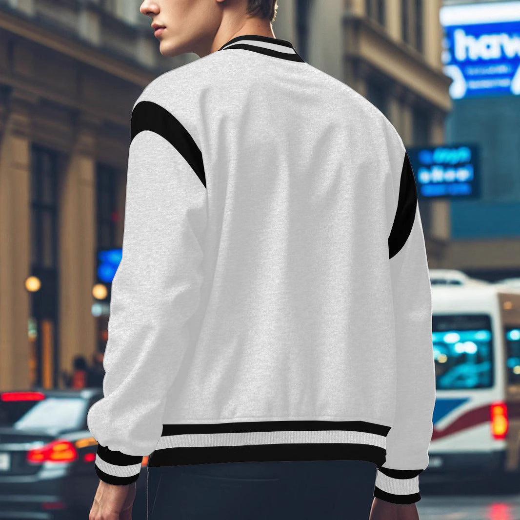 Men's Sporty Collegiate Jacket with Contrasting Sleeves and Button Details Lisslune