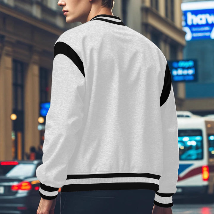 Men's Sporty Collegiate Jacket with Contrasting Sleeves and Button Details Lisslune