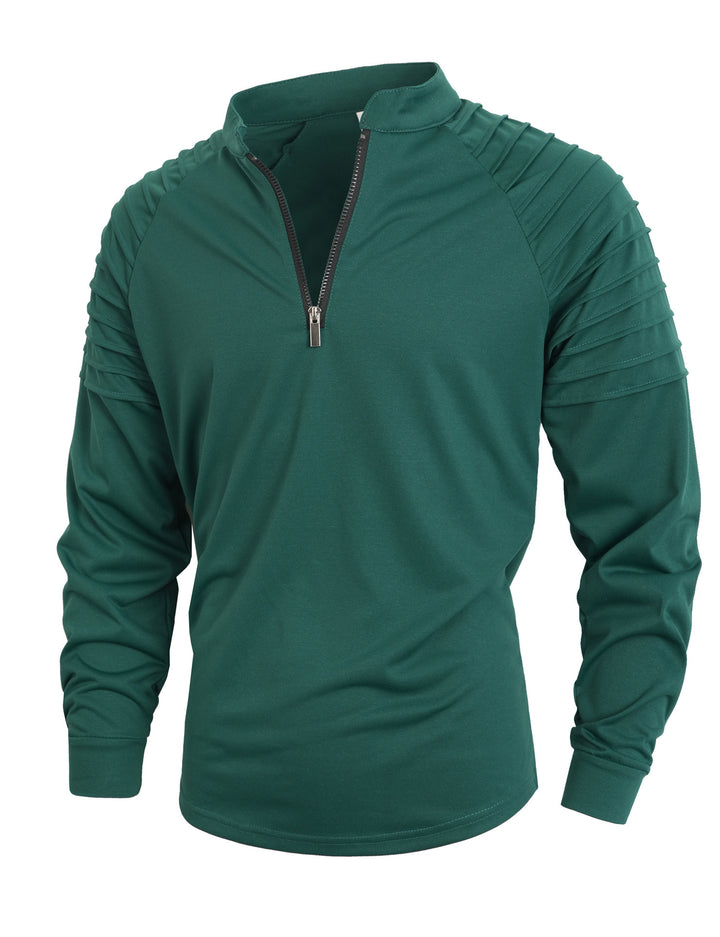 Men's modern long-sleeved sports shirt with zipper and textured design Lisslune