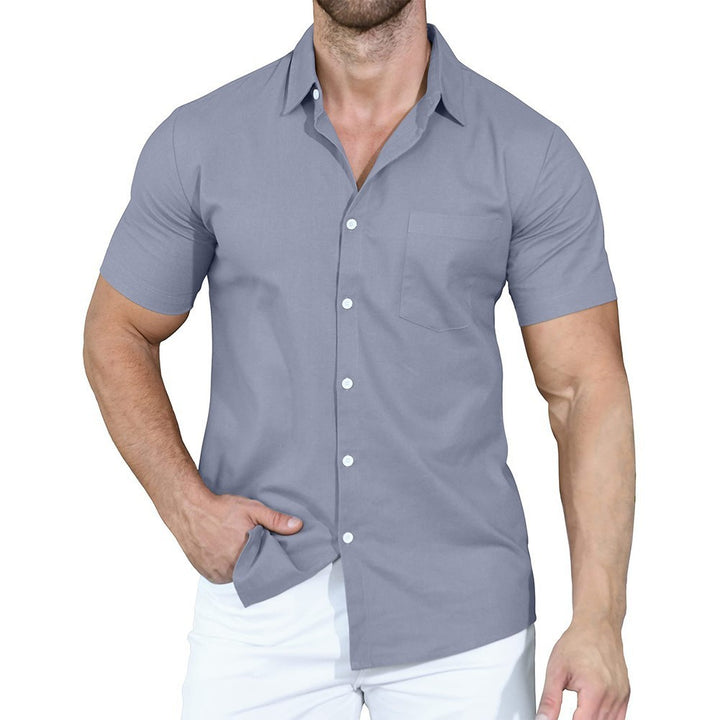 Men's short-sleeve shirt made of high-quality cotton with practical chest pocket Lisslune