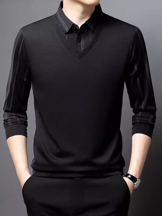 Men's V-neck sweater with striped sleeves Lisslune
