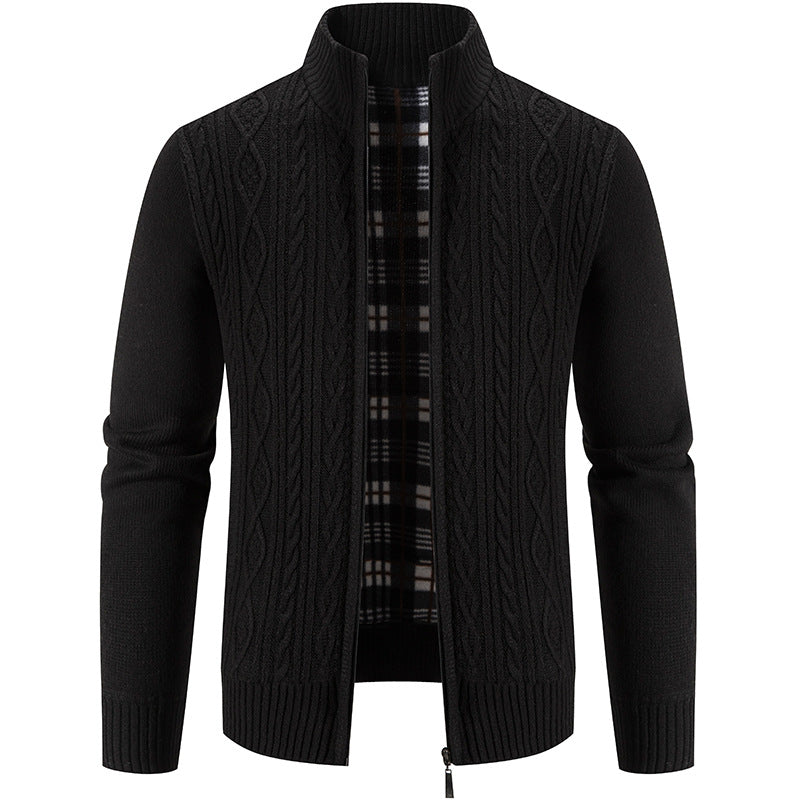 Men's cardigan with high collar and textured design Lisslune
