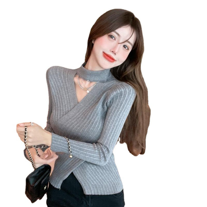 Women's elegant wrap top made of ribbed knit material Lisslune