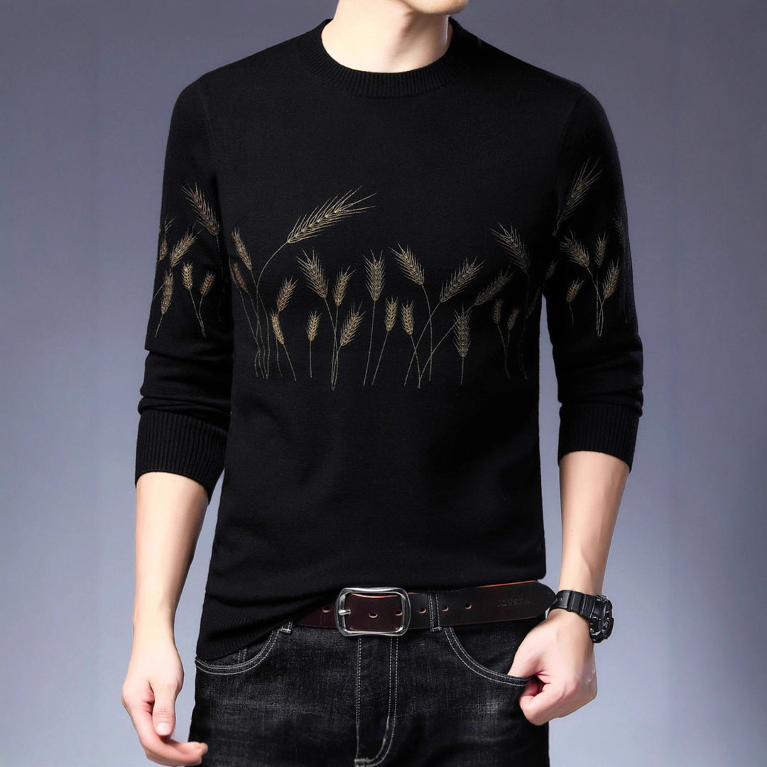 Men's knit sweater with elegant grain motif Lisslune