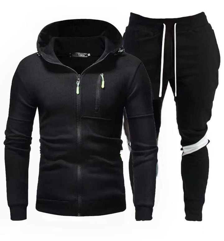 Men's sporty hooded jacket with practical zipper and jogger pants Lisslune