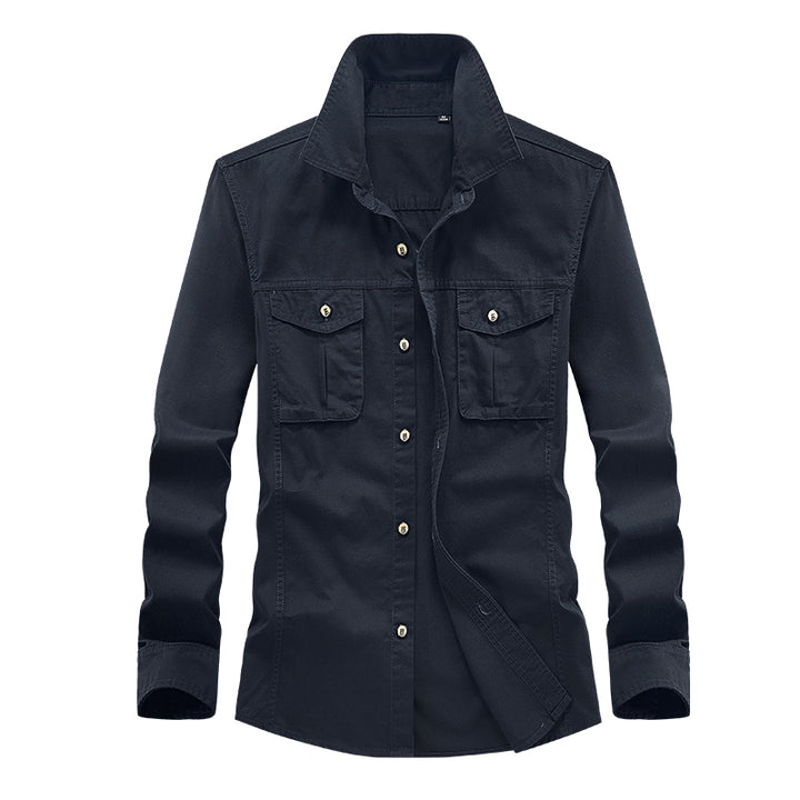 Men's Long Sleeve Functional Shirt with Practical Chest Pockets Lisslune