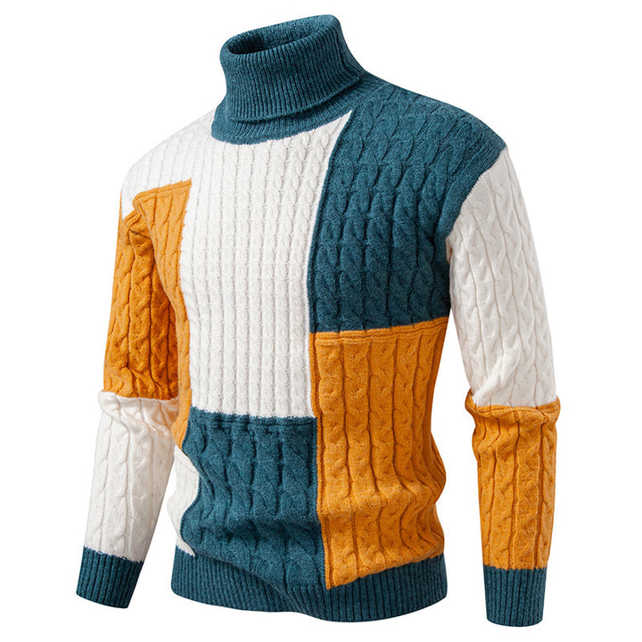 Men's high-quality knitted sweater with modern color block design Lisslune