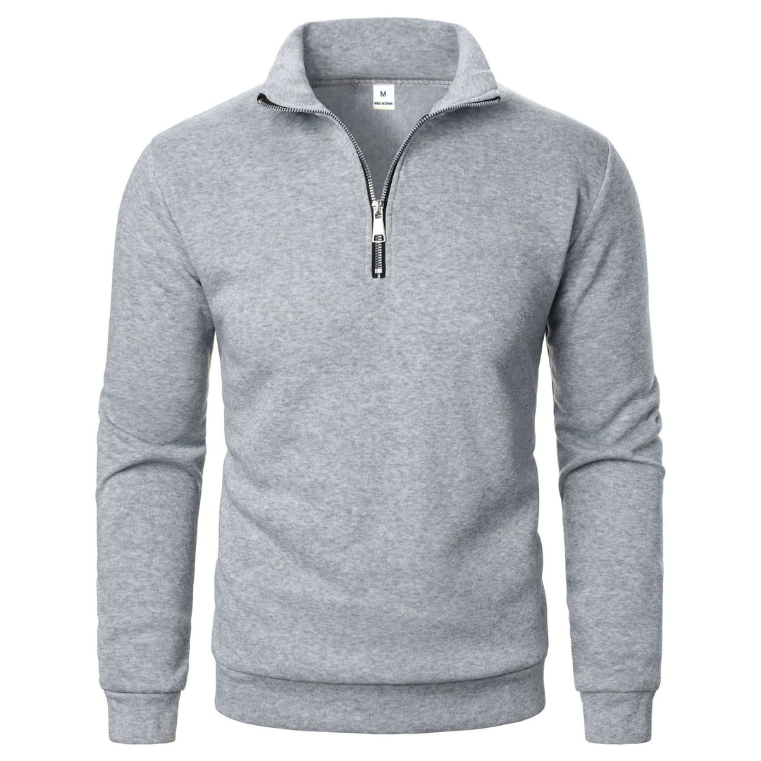 Men's fleece pullover with practical stand-up collar and zipper Lisslune