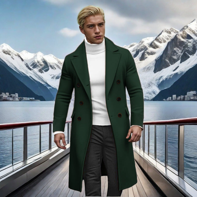 Men's elegant double-button coat with high collar Lisslune