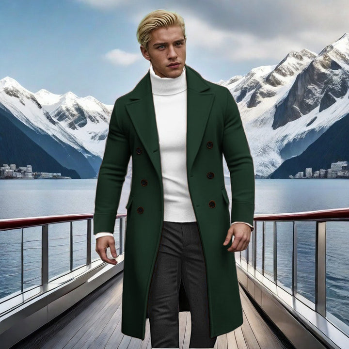 Men's elegant double-button coat with high collar Lisslune