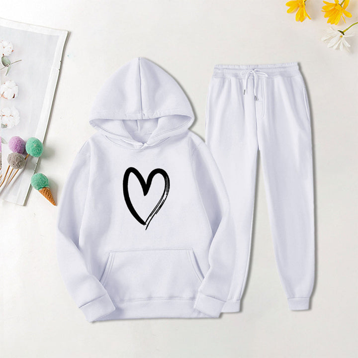 Women's sweatsuit with kangaroo pocket and heart-shaped print Lisslune