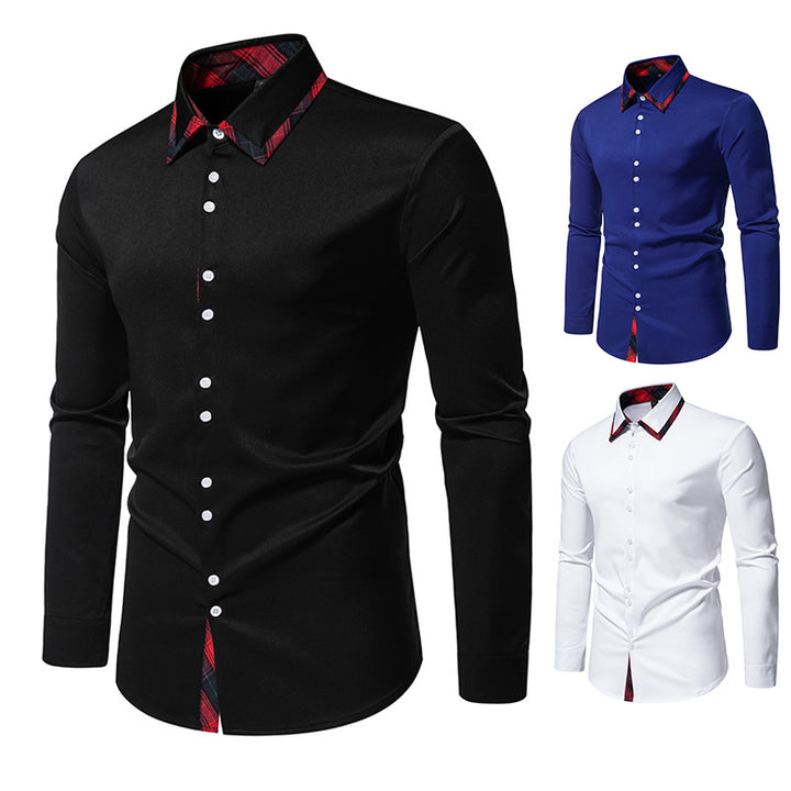 Men's long sleeve shirt with modern check pattern and elegant button placket Lisslune
