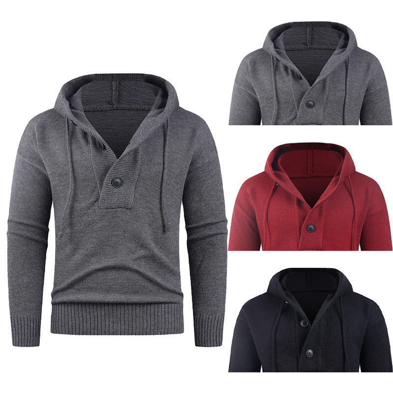 Men's fashionable sweater with high collar and functional buttons Lisslune