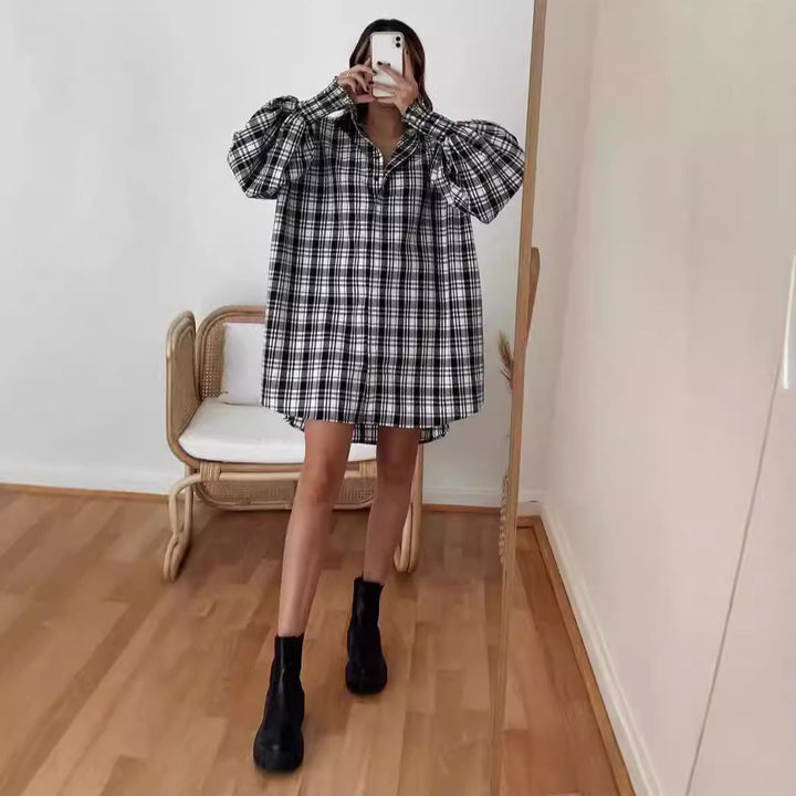 Women's Checked Oversized Shirt with Casual Cut Lune London