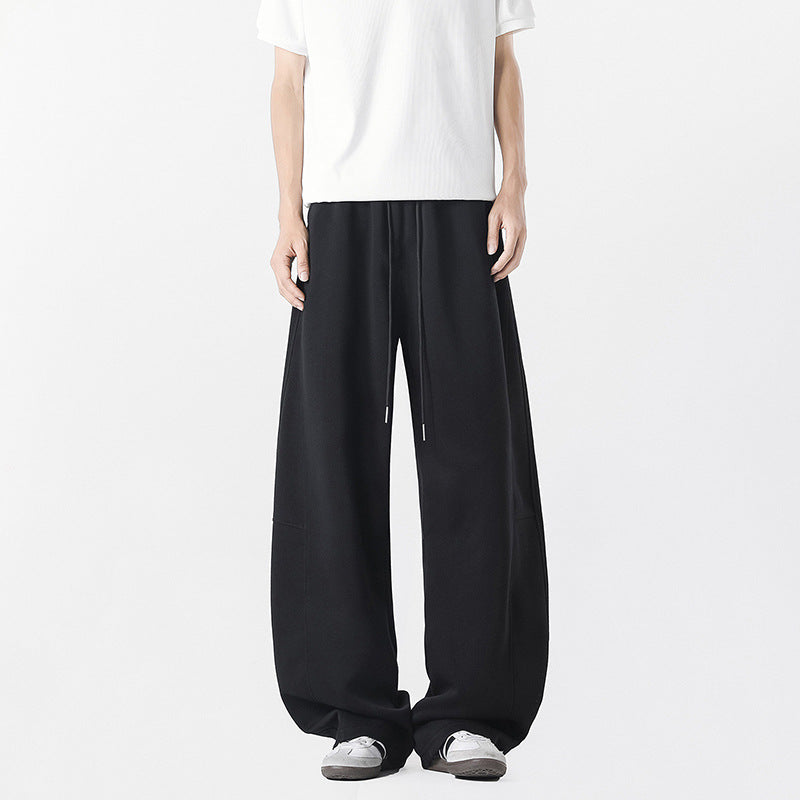 Men's casual, wide-cut leisure pants with elastic waistband and practical side pockets Lisslune