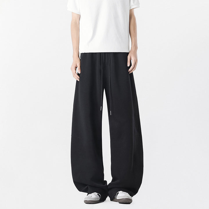 Men's casual, wide-cut leisure pants with elastic waistband and practical side pockets Lisslune