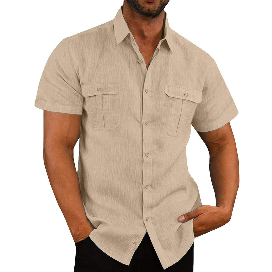 Men's Short Sleeve Shirt with Practical Chest Pockets and Casual Cut Lisslune
