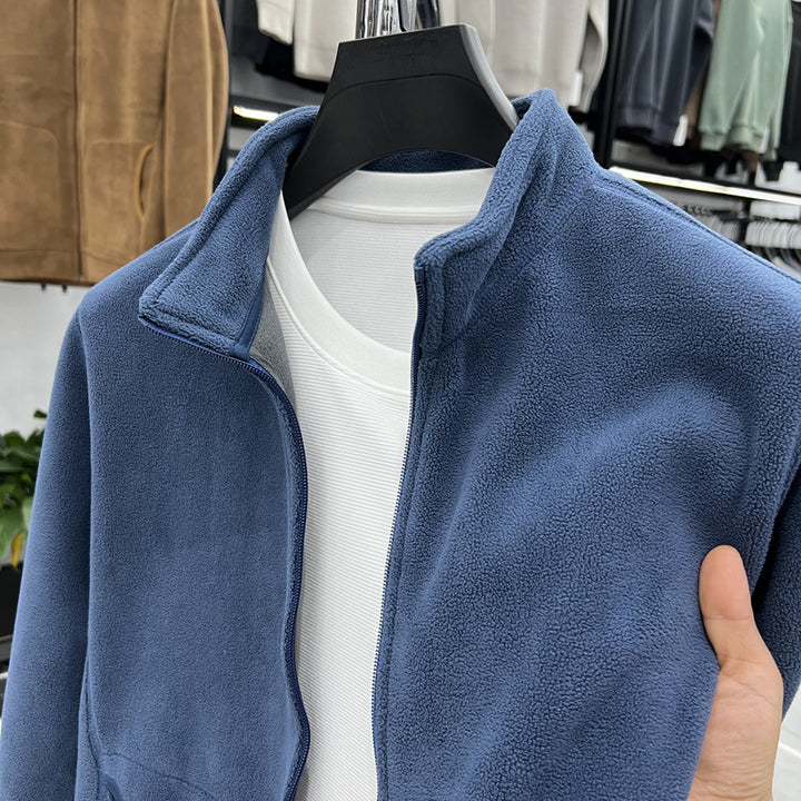 Men's fleece jacket with high collar and practical pockets Lisslune