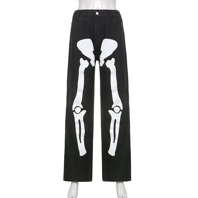 Women casual cargo pants with eye-catching skeleton design Lisslune