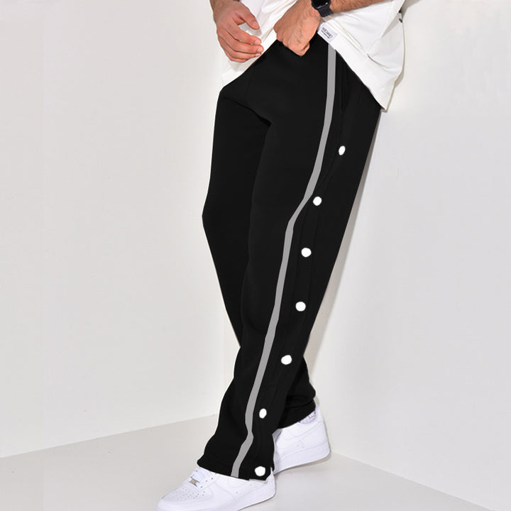 Men's sporty joggers with side snap button closure and elastic waistband Lisslune