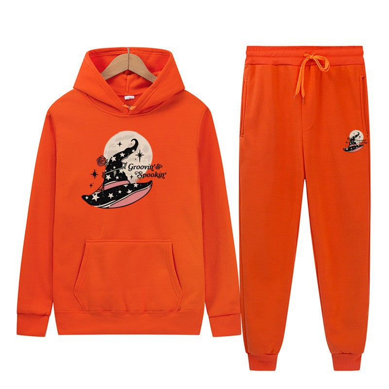 Women's Hooded Sweatshirt and Jogging Pants Set with Cool Halloween Design Lisslune