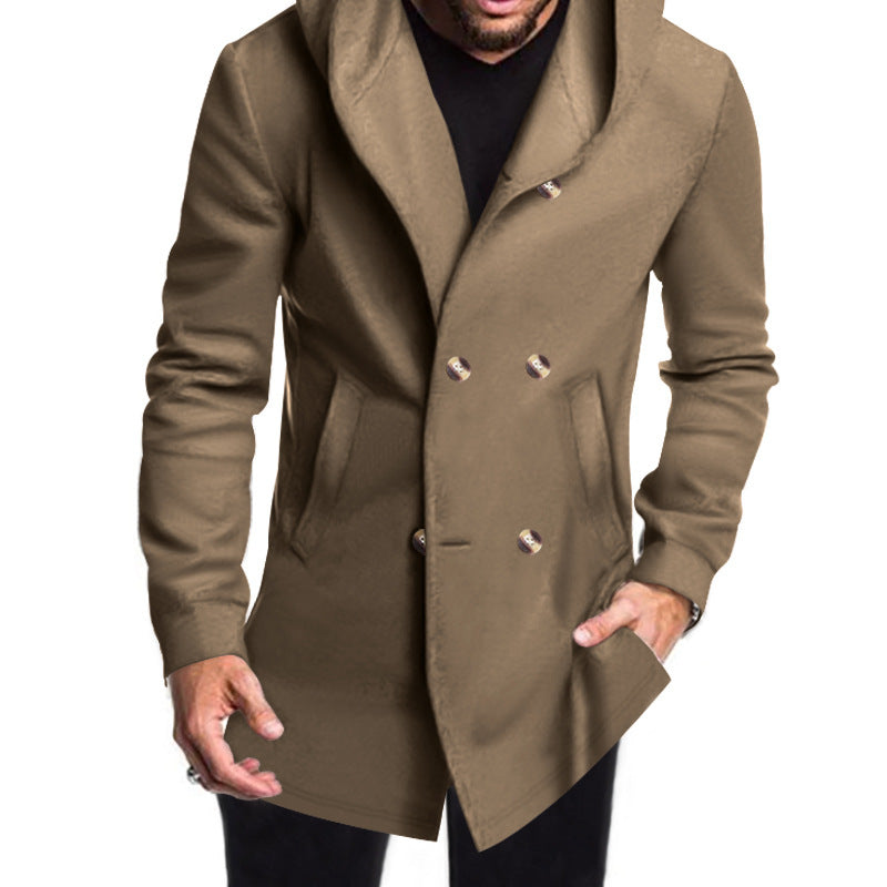 Men's Stylish Double-Breasted Jacket with Hood Lisslune