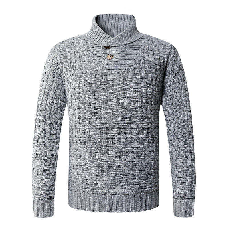 Men's knitted sweater with modern shawl collar and button details Lisslune