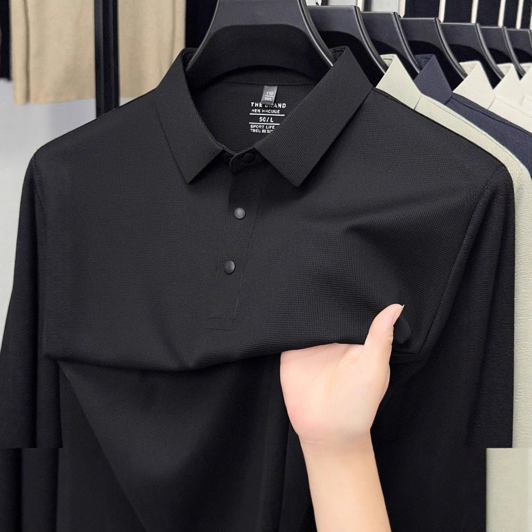 Men's Long Sleeve Polo Shirt with Breathable Structure Lisslune