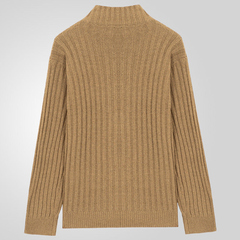 Men's cardigan with clear ribbed pattern and comfortable stand-up collar Lisslune