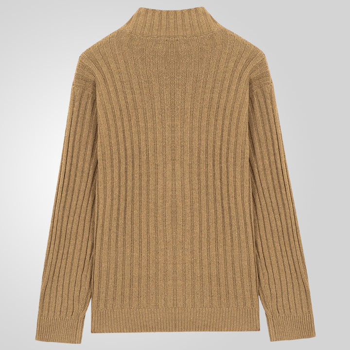 Men's cardigan with clear ribbed pattern and comfortable stand-up collar Lisslune
